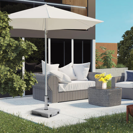 28kg Granite Parasol Base with Wheels and Stainless Steel Tube for 32-48mm Poles - Grey
