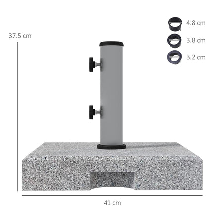 28kg Granite Parasol Base with Wheels and Stainless Steel Tube for 32-48mm Poles - Grey