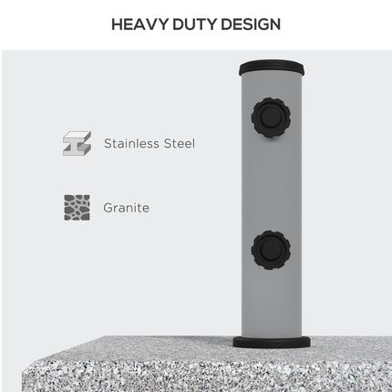28kg Granite Parasol Base with Wheels and Stainless Steel Tube for 32-48mm Poles - Grey