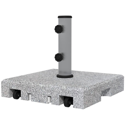 28kg Granite Parasol Base with Wheels and Stainless Steel Tube for 32-48mm Poles - Grey