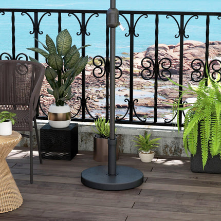 15kg Concrete Rattan Effect Parasol Base 46.5cm Dia Heavy Duty Outdoor Umbrella Stand - Black