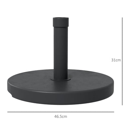 15kg Concrete Rattan Effect Parasol Base 46.5cm Dia Heavy Duty Outdoor Umbrella Stand - Black