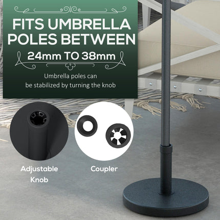 15kg Concrete Rattan Effect Parasol Base 46.5cm Dia Heavy Duty Outdoor Umbrella Stand - Black