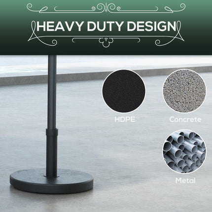 15kg Concrete Rattan Effect Parasol Base 46.5cm Dia Heavy Duty Outdoor Umbrella Stand - Black