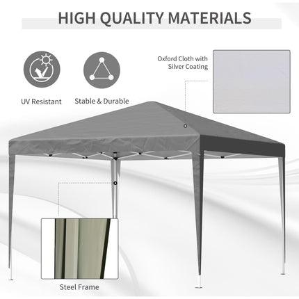 3 x 3 m Pop Up Garden Gazebo Marquee Party Tent with Adjustable Height - Grey