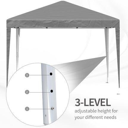 3 x 3 m Pop Up Garden Gazebo Marquee Party Tent with Adjustable Height - Grey