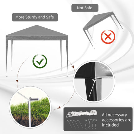 3 x 3 m Pop Up Garden Gazebo Marquee Party Tent with Adjustable Height - Grey