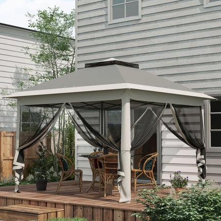 Pop Up Canopy Tent with Double Roof & Mesh Sidewalls - Dark Grey