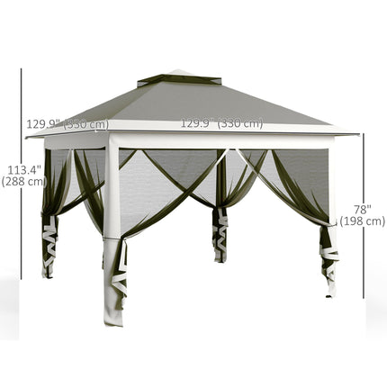 Pop Up Canopy Tent with Double Roof & Mesh Sidewalls - Dark Grey