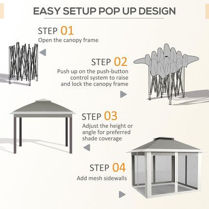 Pop Up Canopy Tent with Double Roof & Mesh Sidewalls - Dark Grey