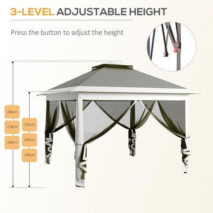 Pop Up Canopy Tent with Double Roof & Mesh Sidewalls - Dark Grey