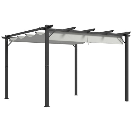 Retractable Aluminium Pergola Canopy Gazebo with UV Resistant Roof - Light Grey
