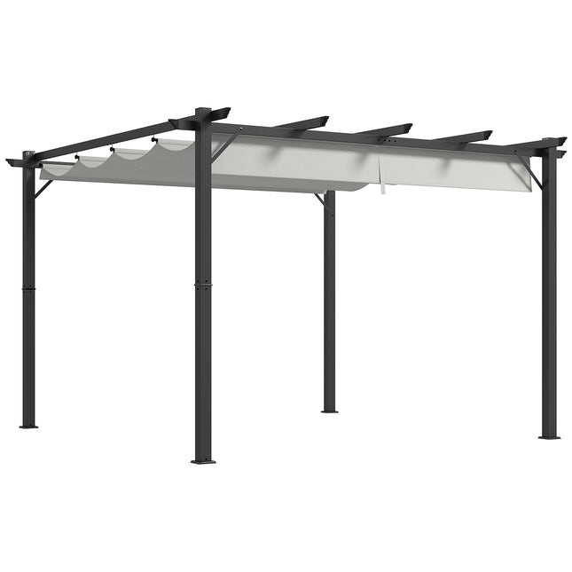 Retractable Aluminium Pergola Canopy Gazebo with UV Resistant Roof - Light Grey