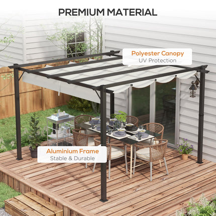 Retractable Aluminium Pergola Canopy Gazebo with UV Resistant Roof - Light Grey