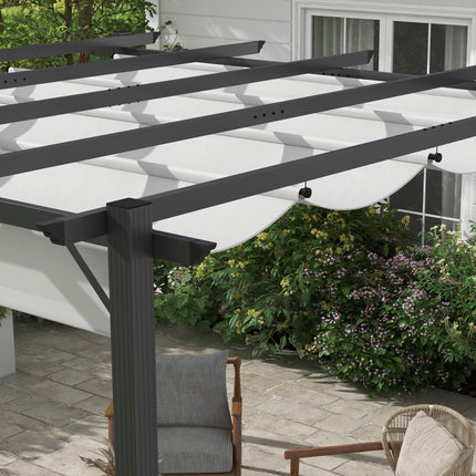 Retractable Aluminium Pergola Canopy Gazebo with UV Resistant Roof - Light Grey
