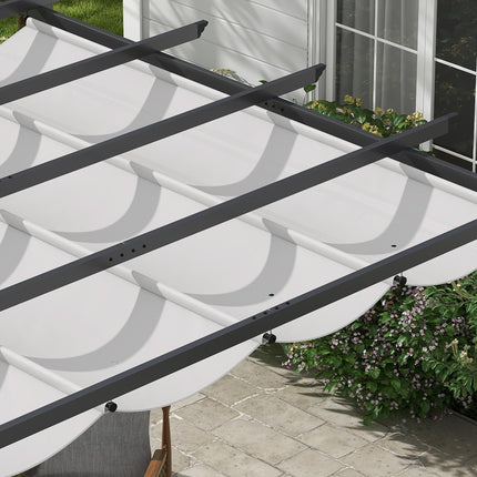 Retractable Aluminium Pergola Canopy Gazebo with UV Resistant Roof - Light Grey