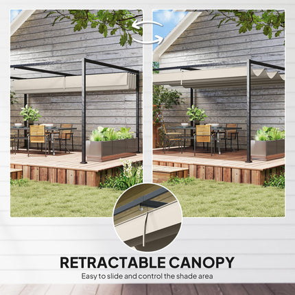 3x2m Metal Pergola with Retractable Roof, Garden Gazebo Canopy Shelter for Outdo