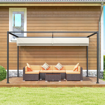 3x2m Metal Pergola with Retractable Roof, Garden Gazebo Canopy Shelter for Outdo