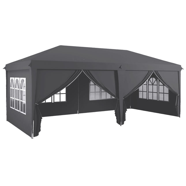 3 Piece Pop Up Gazebo Set with Removable Sides and Windows - Grey