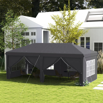 3 Piece Pop Up Gazebo Set with Removable Sides and Windows - Grey