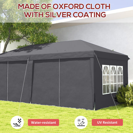 3 Piece Pop Up Gazebo Set with Removable Sides and Windows - Grey
