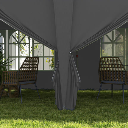 3 Piece Pop Up Gazebo Set with Removable Sides and Windows - Grey