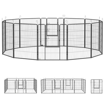 Heavy Duty 12-Panel Puppy Play Pen for Small to Large Dogs - Grey