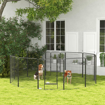 Heavy Duty 12-Panel Puppy Play Pen for Small to Large Dogs - Grey