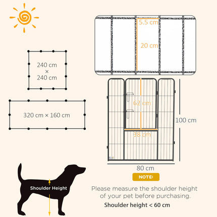 Heavy Duty 12-Panel Puppy Play Pen for Small to Large Dogs - Grey