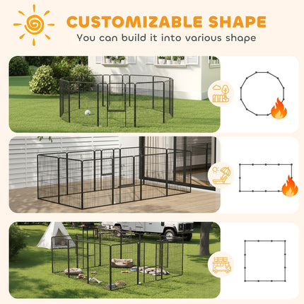 Heavy Duty 12-Panel Puppy Play Pen for Small to Large Dogs - Grey