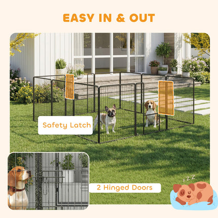 Heavy Duty 12-Panel Puppy Play Pen for Small to Large Dogs - Grey