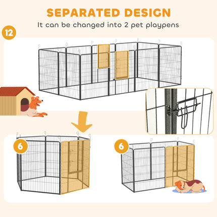 Heavy Duty 12-Panel Puppy Play Pen for Small to Large Dogs - Grey