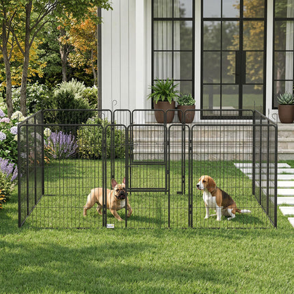 Heavy Duty 12-Panel Puppy Play Pen for Small to Large Dogs - Grey