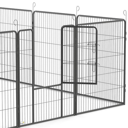 Heavy Duty 12-Panel Puppy Play Pen for Small to Large Dogs - Grey