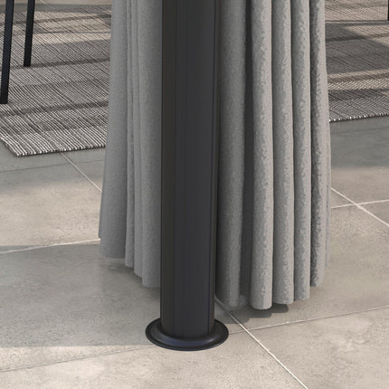 3 x 3m Patio Gazebo Canopy with 2 Tier Roof, Netting & Curtains - Light Grey