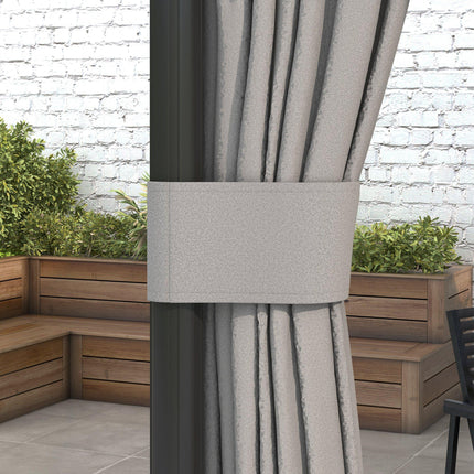 3 x 3m Patio Gazebo Canopy with 2 Tier Roof, Netting & Curtains - Light Grey