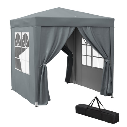 2 Metre x 2 Metre Pop Up Garden Gazebo with Removable Walls - Grey