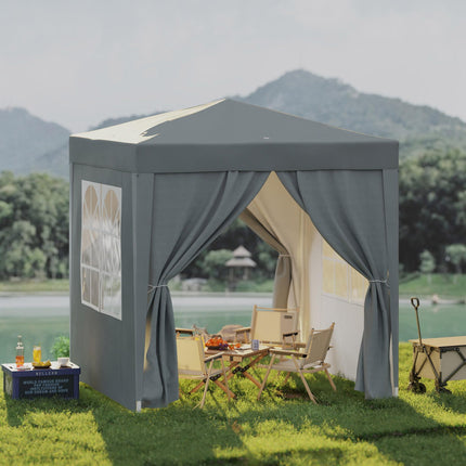 2 Metre x 2 Metre Pop Up Garden Gazebo with Removable Walls - Grey