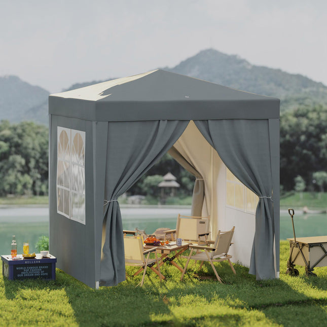 2 Metre x 2 Metre Pop Up Garden Gazebo with Removable Walls - Grey