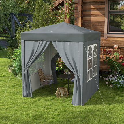 2 Metre x 2 Metre Pop Up Garden Gazebo with Removable Walls - Grey