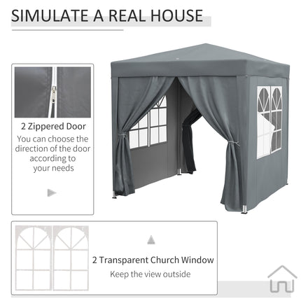 2 Metre x 2 Metre Pop Up Garden Gazebo with Removable Walls - Grey