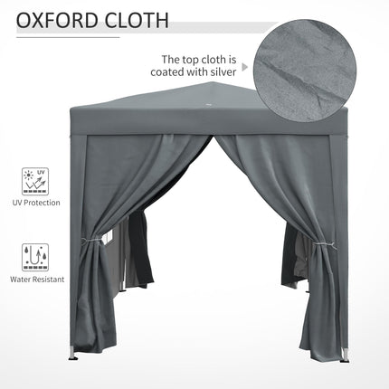 2 Metre x 2 Metre Pop Up Garden Gazebo with Removable Walls - Grey