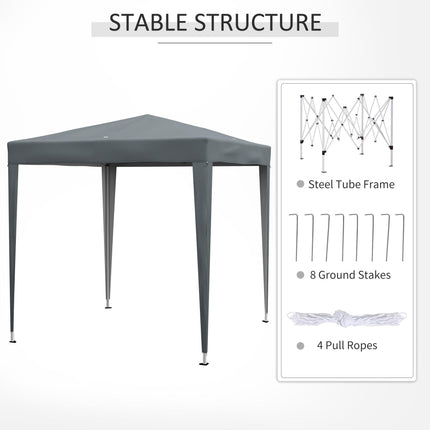 2 Metre x 2 Metre Pop Up Garden Gazebo with Removable Walls - Grey