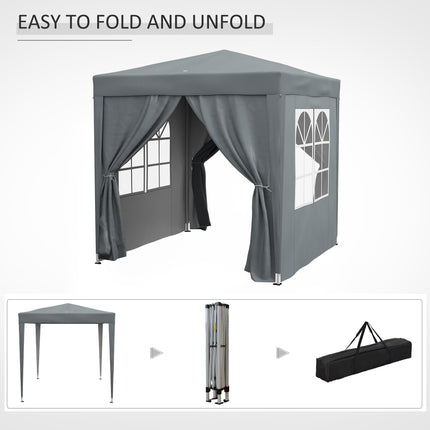 2 Metre x 2 Metre Pop Up Garden Gazebo with Removable Walls - Grey
