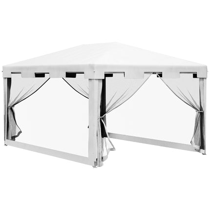 4 x 3 m Outdoor Waterproof Party Tent Wedding Gazebo with PE Canopy and Panel - White
