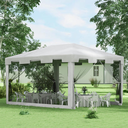 4 x 3 m Outdoor Waterproof Party Tent Wedding Gazebo with PE Canopy and Panel - White