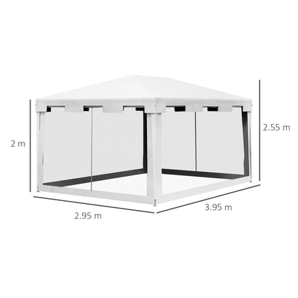 4 x 3 m Outdoor Waterproof Party Tent Wedding Gazebo with PE Canopy and Panel - White