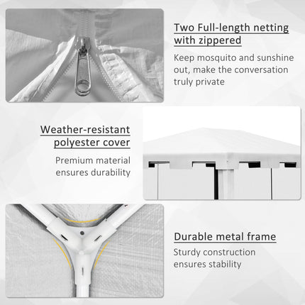 4 x 3 m Outdoor Waterproof Party Tent Wedding Gazebo with PE Canopy and Panel - White