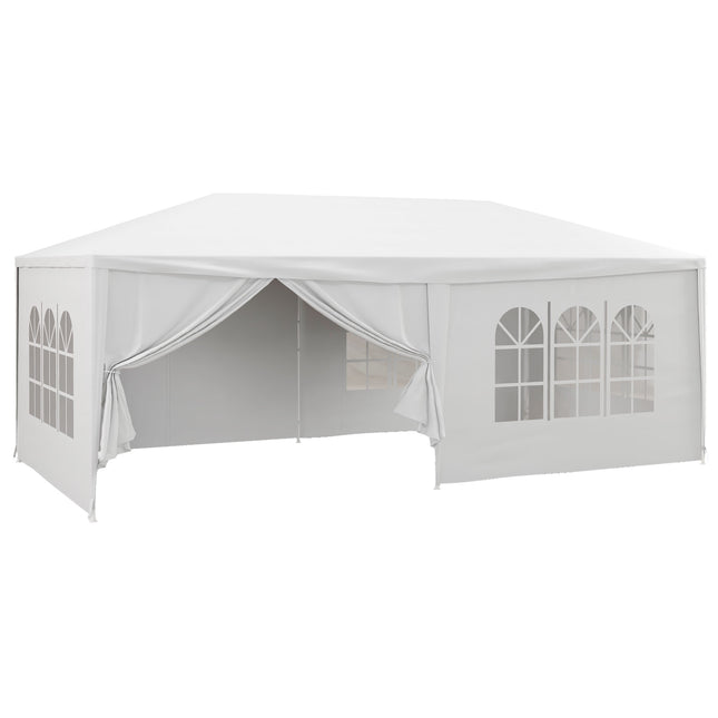 6 x 3 m Outdoor Waterproof Party Tent with 6 Removable Side Walls - White