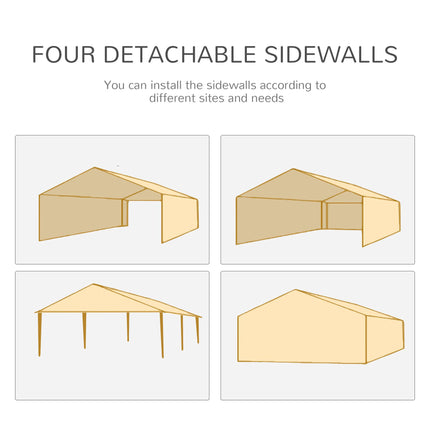 6 x 3 m Outdoor Waterproof Party Tent with 6 Removable Side Walls - White